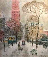 Along Central Park on a Snowy Day, 1938